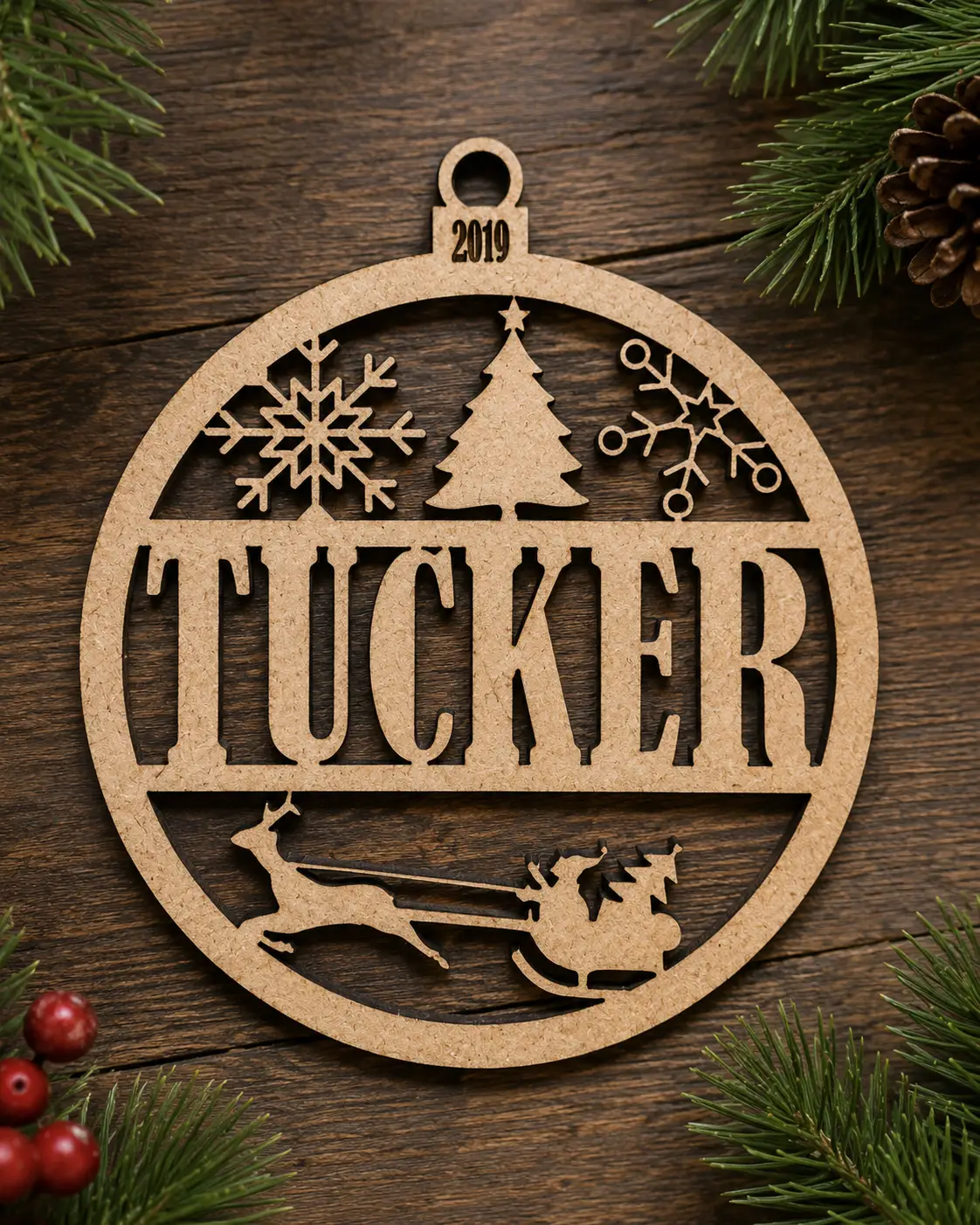 san1 Santa Sleigh Ornament - Image 1