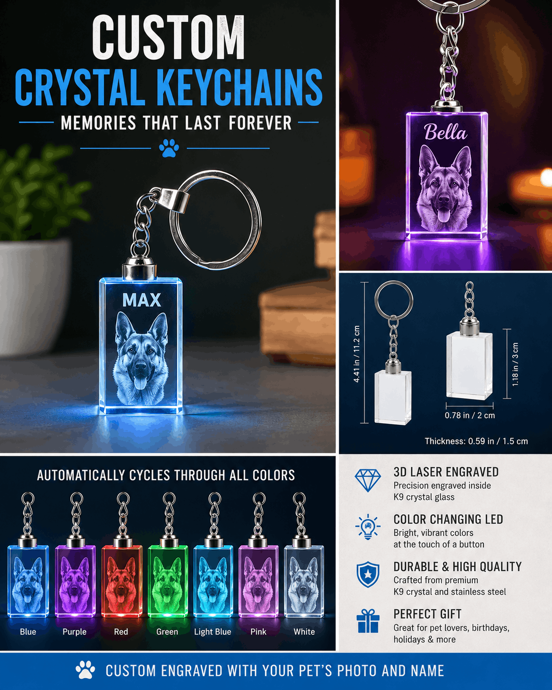 Keychain Custom Photo Crystal Keychain - Image 1